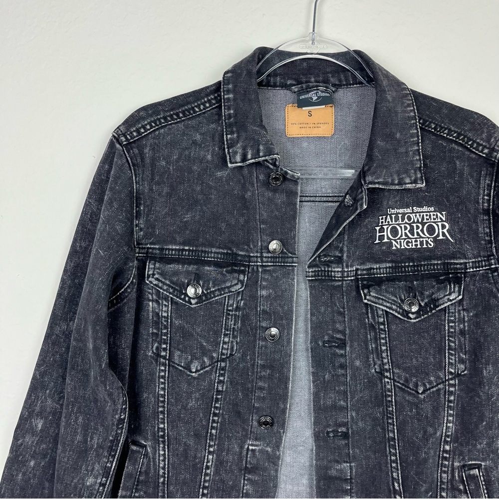 Black Denim Jacket Halloween Horror Nights Frankenstein Size Small - Picture 3 of 12